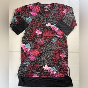 Natori Multicolor Paisley Floral Print Caftan Dress Womens Sz L Maxi V Neck Boho